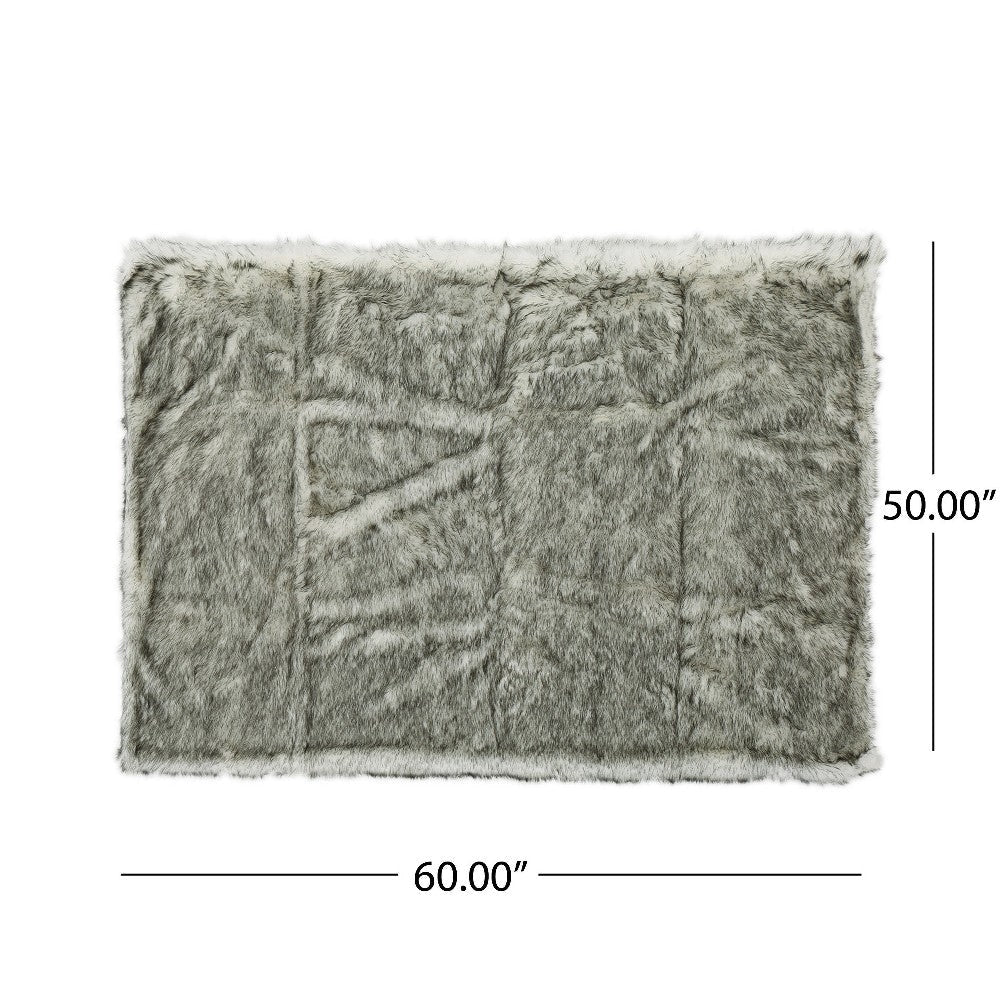 Throw Blanket 50 x 60 Soft Faux Fur Design Heather Gray Finish BM327729