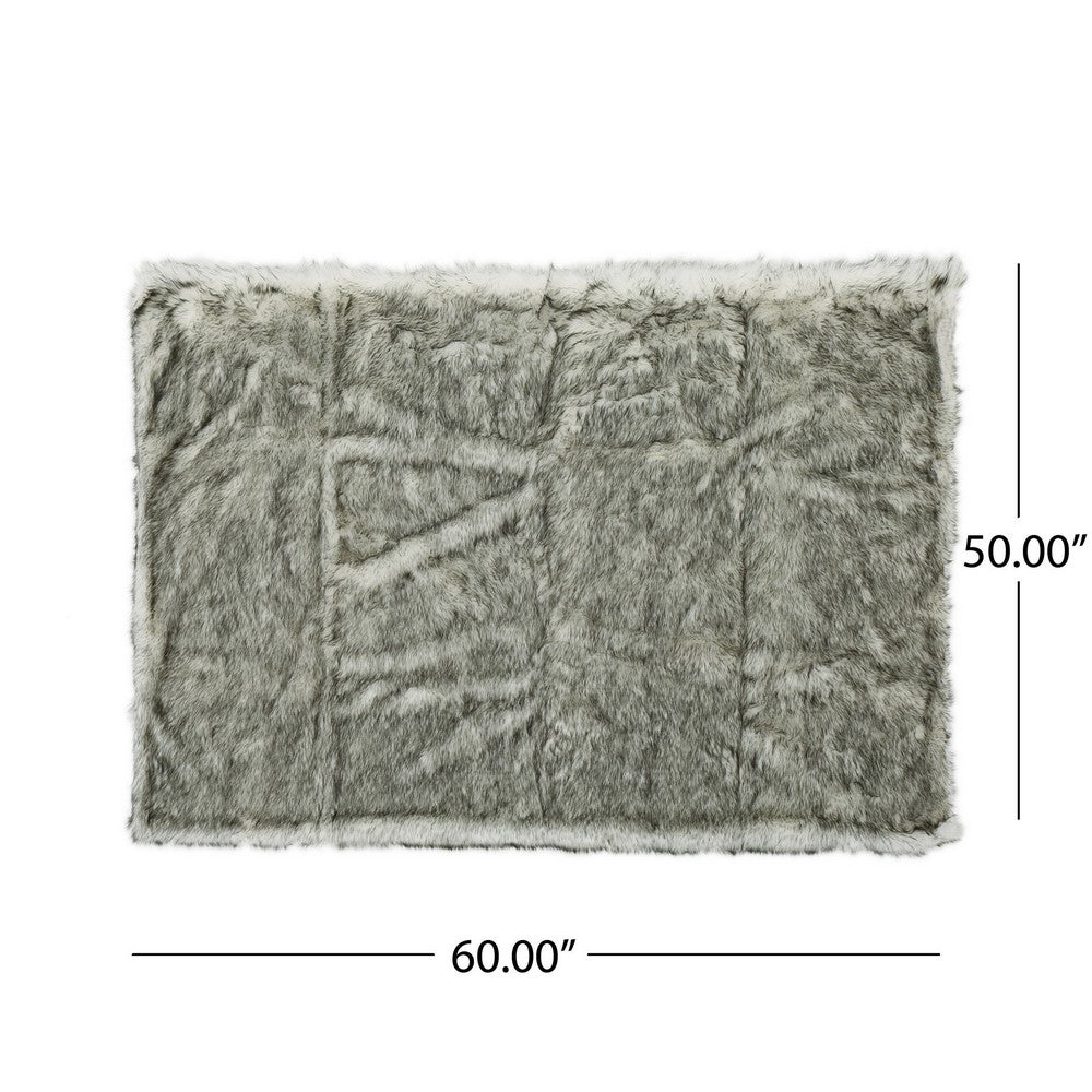 Throw Blanket | 50 x 60 Soft Faux Fur Design | Heather Gray Finish