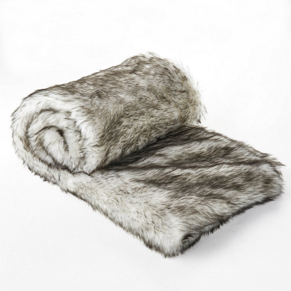 Throw Blanket | 50 x 60 Soft Faux Fur Design | Heather Gray Finish