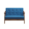 Sofa 45 Inch Button Tufted Design Blue Fabric Brown Birch Wood BM327731
