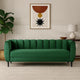 Orla Sofa, 83 Inch, Retro Channel Tufted Stitch Design, Green Velvet