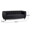 Orla Sofa 83 Inch Retro Channel Tufted Stitch Design Black Velvet BM327733