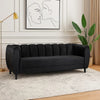 Orla Sofa, 83 Inch, Retro Channel Tufted Stitch Design, Black Velvet