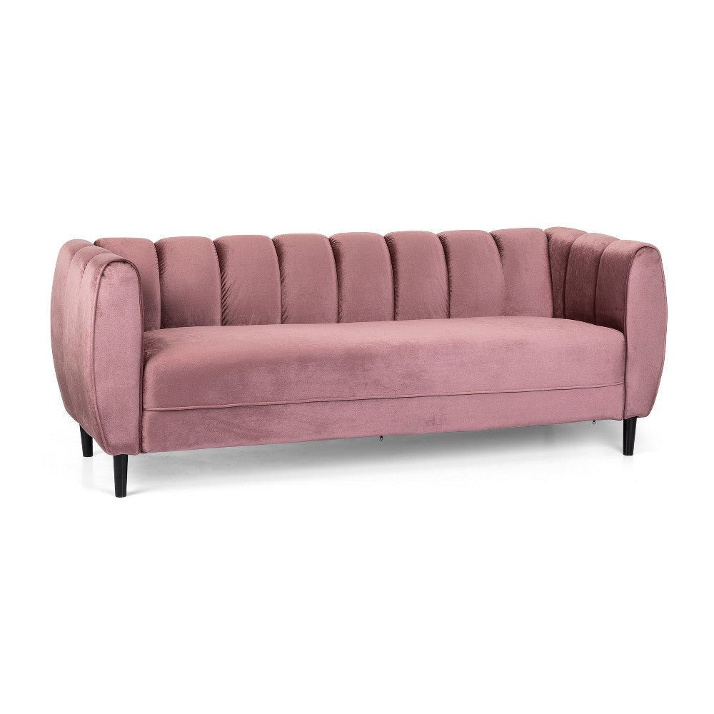 Orla Sofa, 83 Inch, Retro Channel Tufted Stitch Design, Pink Velvet