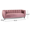 Orla Sofa 83 Inch Retro Channel Tufted Stitch Design Pink Velvet BM327734