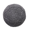 Ottoman Pouf 20 Inch Round Shape Knitted Boho Design Gray Wool BM327740