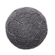 Ottoman Pouf 20 Inch Round Shape Knitted Boho Design Gray Wool BM327740