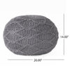 Ottoman Pouf 20 Inch Round Shape Knitted Boho Design Gray Wool BM327740