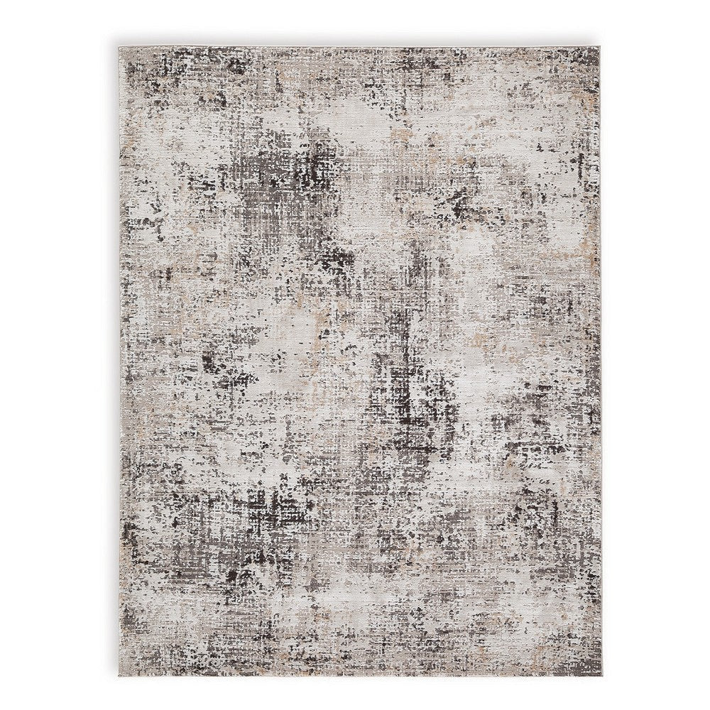 Ashley Shawn 8 x 10 Large Area Rug | Black and Gray Woven Abstract Pattern