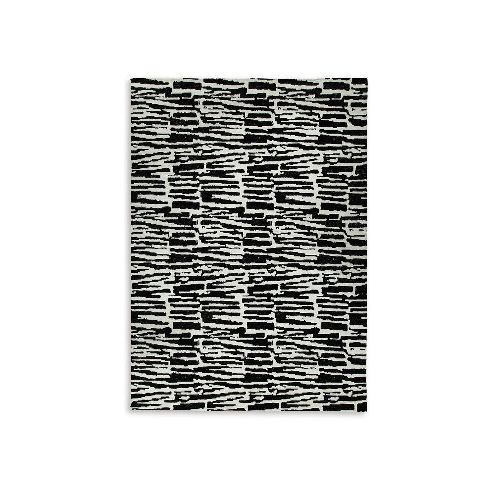 Ashley Shaw 10 x 14 Extra Large Area Rug | Black and Ivory Abstract Design