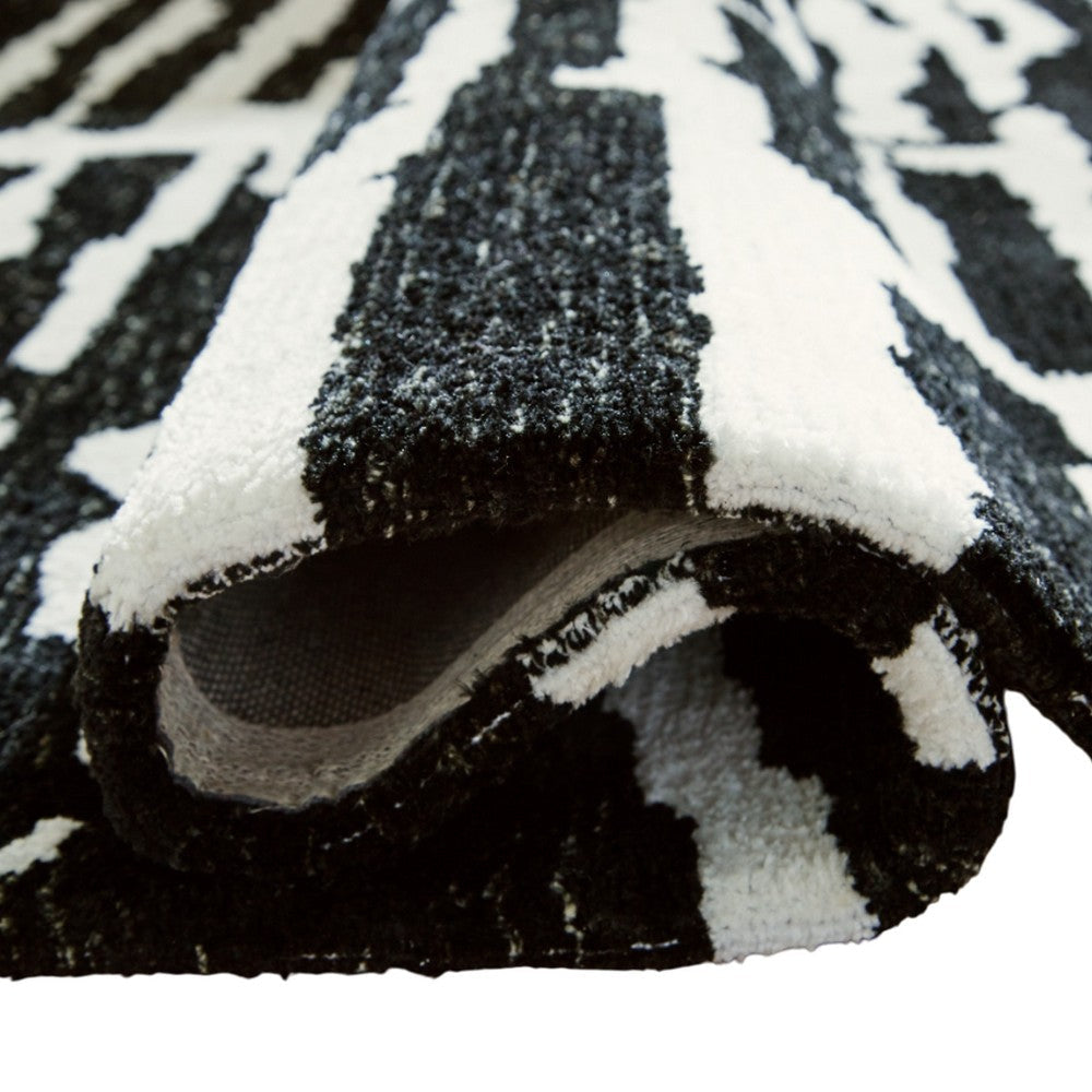 Ashley Shaw 10 x 14 Extra Large Area Rug | Black and Ivory Abstract Design BM327746