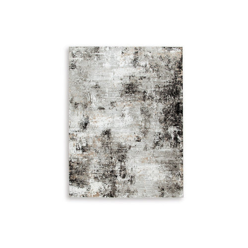 Ashley Ley 10 x 14 Extra Large Rug | Woven Gray and White Abstract Pattern