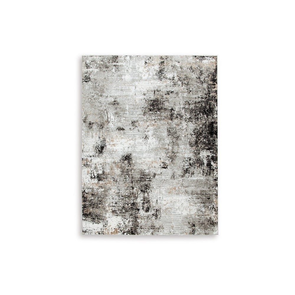 Ashley Ley 10 x 14 Extra Large Rug | Woven Gray and White Abstract Pattern