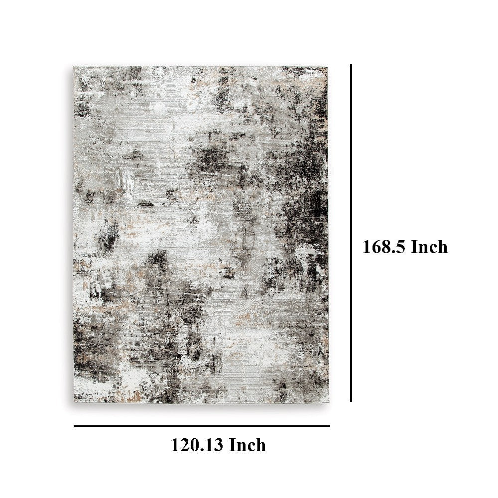 Ashley Ley 10 x 14 Extra Large Rug | Woven Gray and White Abstract Pattern BM327747