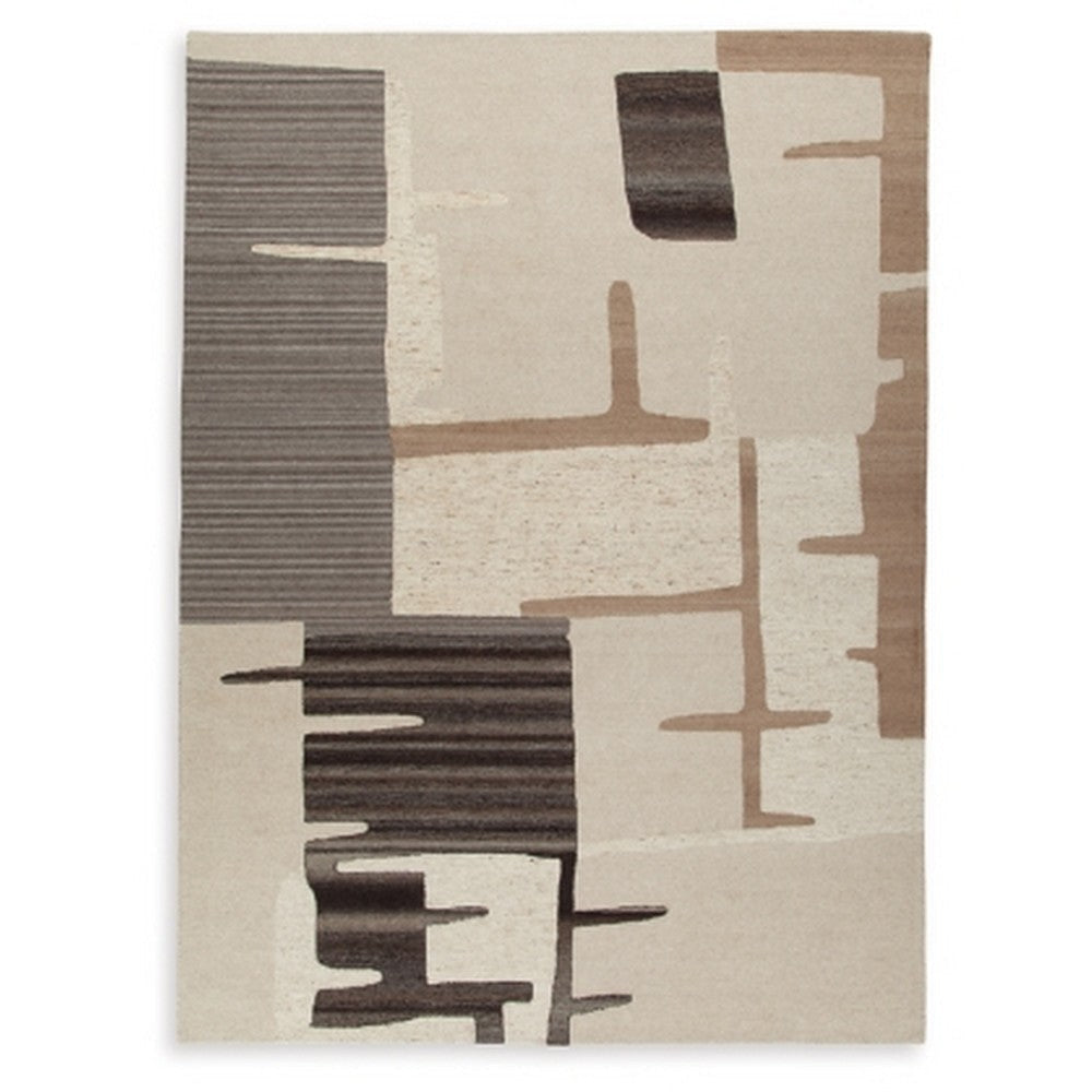 Ashley Keny 10 x 14 Extra Large Rug | Beige Global Inspired Abstract Pattern