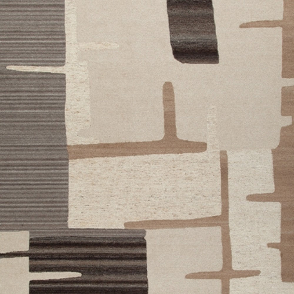 Ashley Keny 10 x 14 Extra Large Rug | Beige Global Inspired Abstract Pattern BM327748
