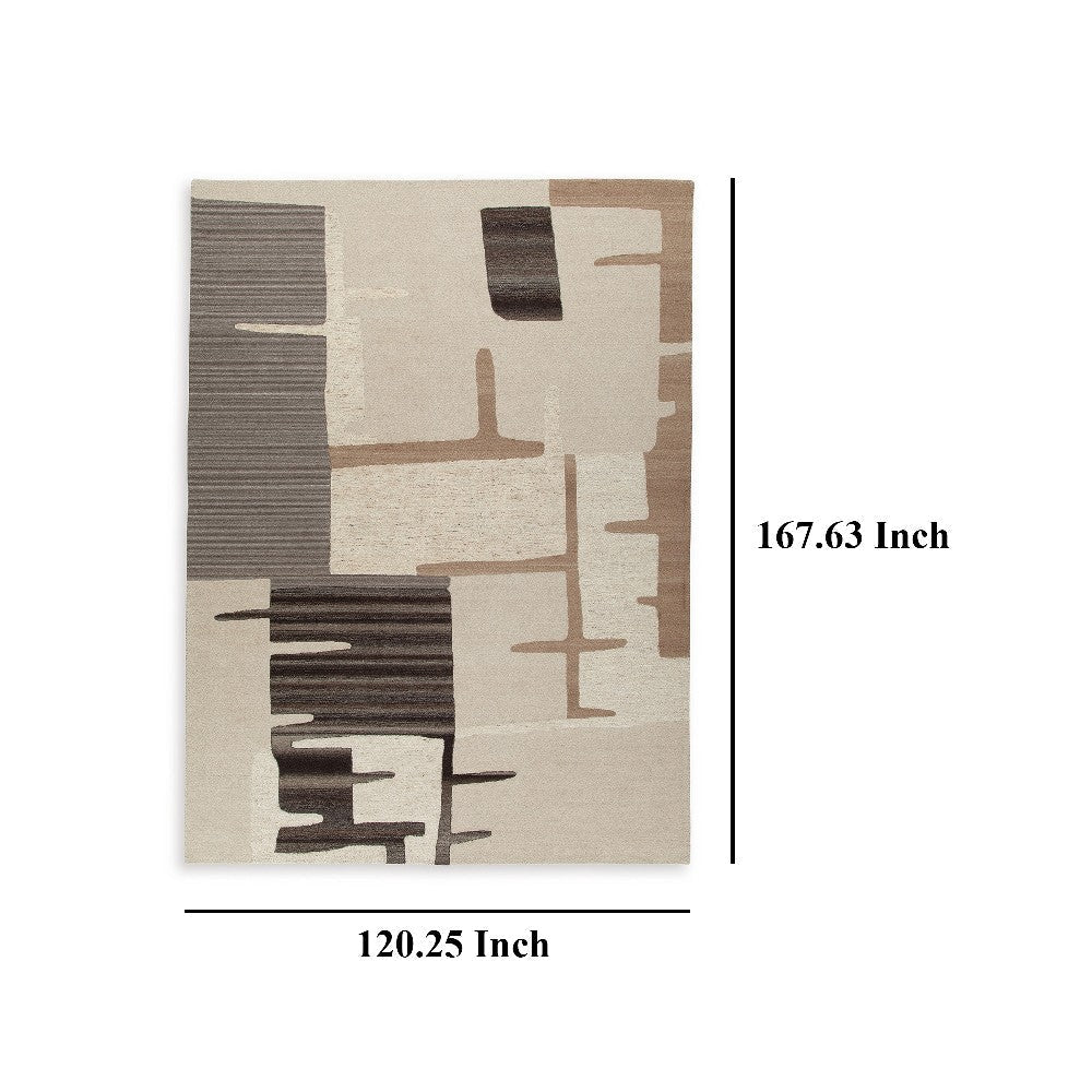 Ashley Keny 10 x 14 Extra Large Rug | Beige Global Inspired Abstract Pattern BM327748