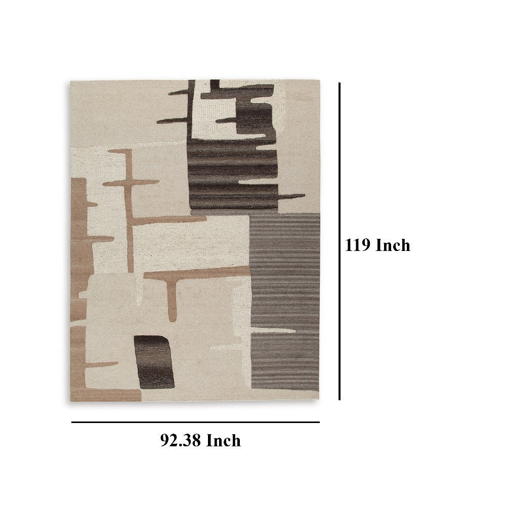 Ashley Keny 8 x 10 Large Area Rug | Beige Global Inspired Abstract Pattern BM327749