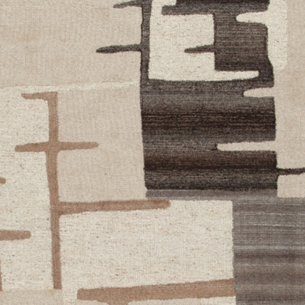 Ashley Keny 5 x 7 Medium Area Rug | Beige Global Inspired Abstract Pattern BM327750