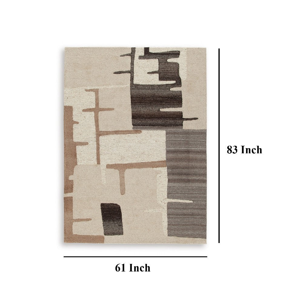 Ashley Keny 5 x 7 Medium Area Rug | Beige Global Inspired Abstract Pattern BM327750