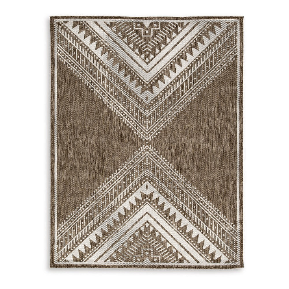 Ashley John 5 x 7 Medium Area Rug | Tribal Inspired Boho Design | Brown Ivory