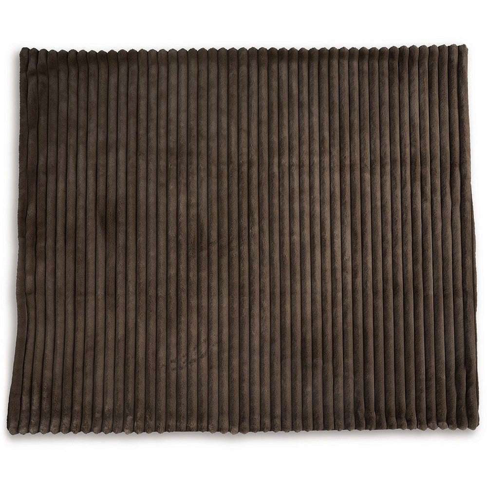 Ashley Faux Fur Throw Blanket | 61’’ Plush Dark Brown Striped Polyester BM327753