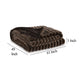 Ashley Faux Fur Throw Blanket | 61’’ Plush Dark Brown Striped Polyester BM327753