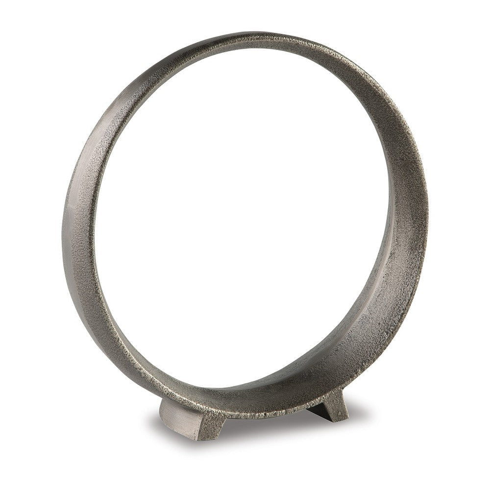 Ashley Dalie Sculpture | Round Metal Accent Tabletop Size | 12" | Silver