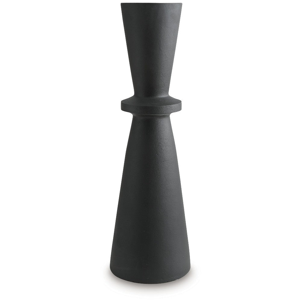 Ashley Loci Accent Vase | 30" Hourglass Design | Textured Black Polyresin