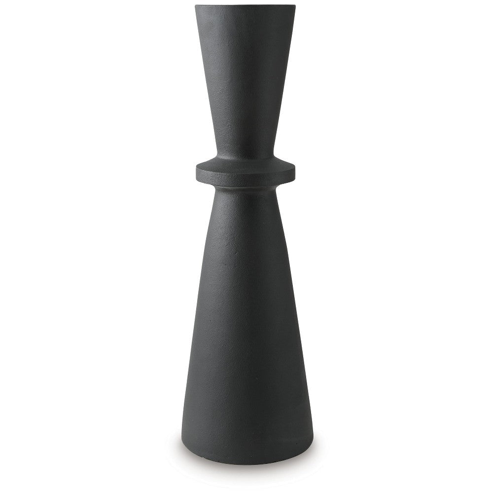 Ashley Loci Accent Vase | 30’’ Hourglass Design | Textured Black Polyresin BM327759