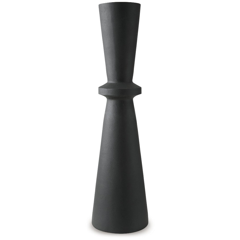 Ashley Loci Accent Vase | 40’’ Hourglass Design | Textured Black Polyresin BM327760