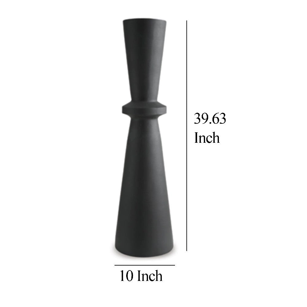 Ashley Loci Accent Vase | 40’’ Hourglass Design | Textured Black Polyresin BM327760
