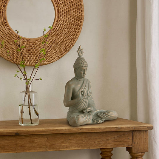 Ashley Indoor Sculpture of Meditating Buddha | 24" | Washed Gray Finish