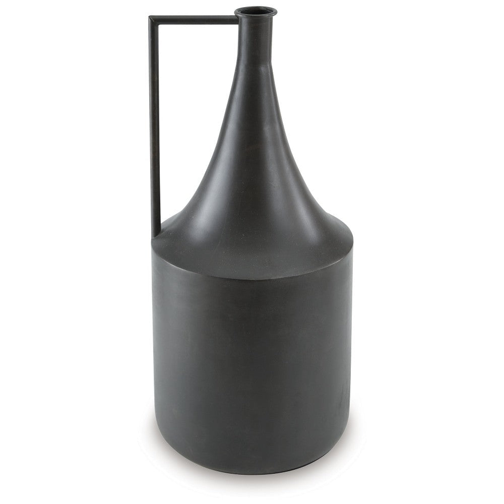 Ashley Decorative Vase | Metal Angular Handle and Curved Neck | 17’’ Black BM327764