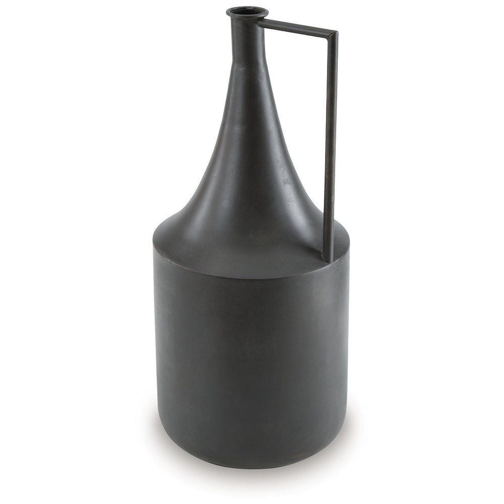 Ashley Decorative Vase | Metal Angular Handle and Curved Neck | 17’’ Black BM327764