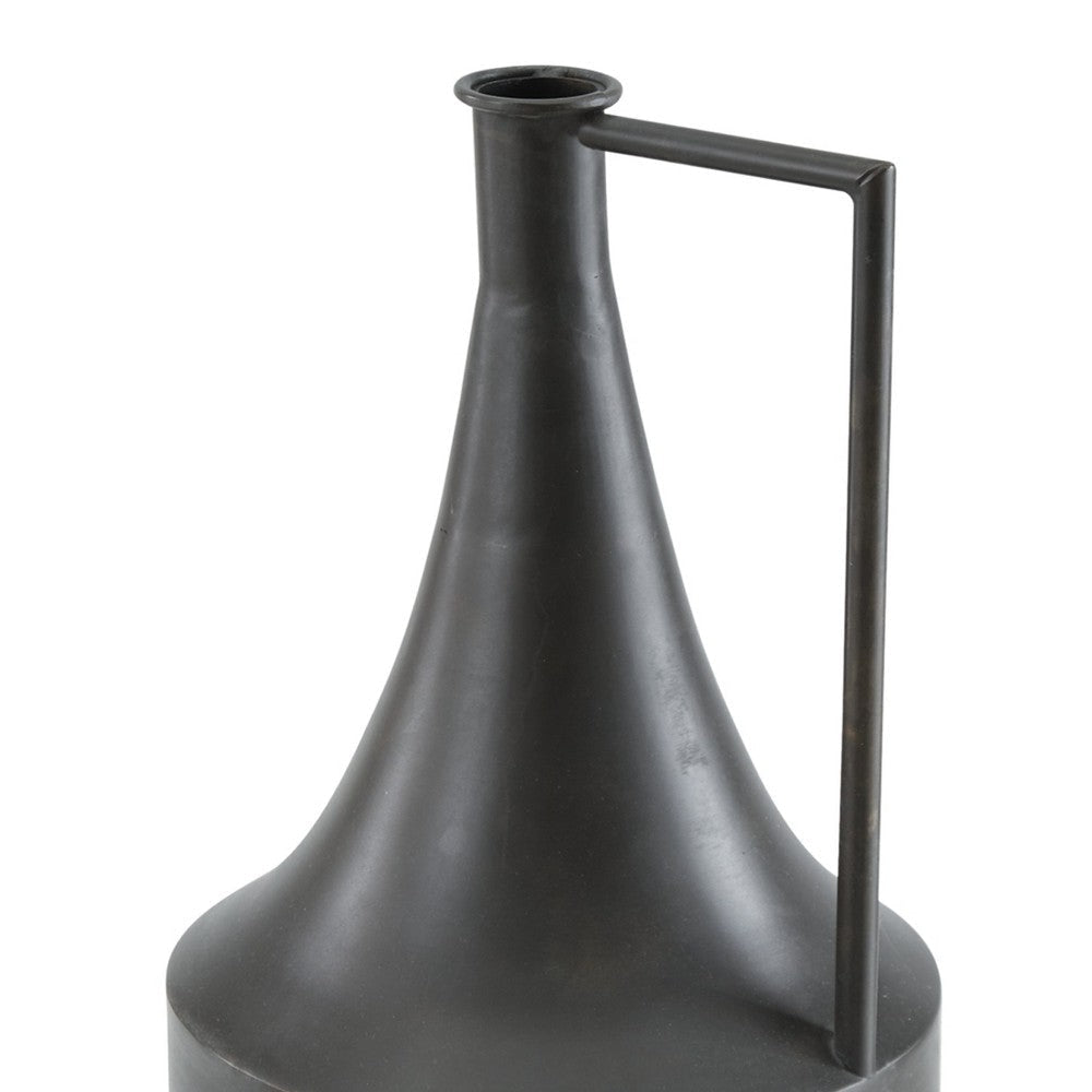 Ashley Decorative Vase | Metal Angular Handle and Curved Neck | 17’’ Black BM327764