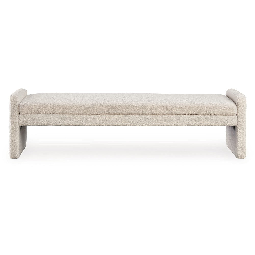 Ashley Accent Bench | 71’’ | Plush Faux Shearling Upholstery | Ivory White BM327766