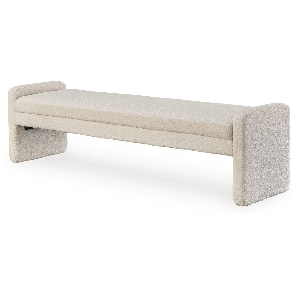 Ashley Accent Bench | 71’’ | Plush Faux Shearling Upholstery | Ivory White BM327766