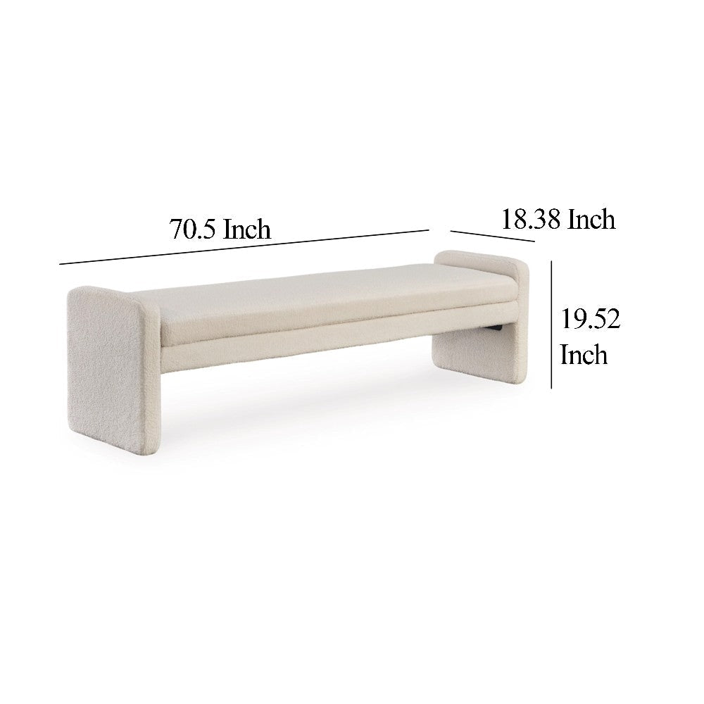 Ashley Accent Bench | 71’’ | Plush Faux Shearling Upholstery | Ivory White BM327766