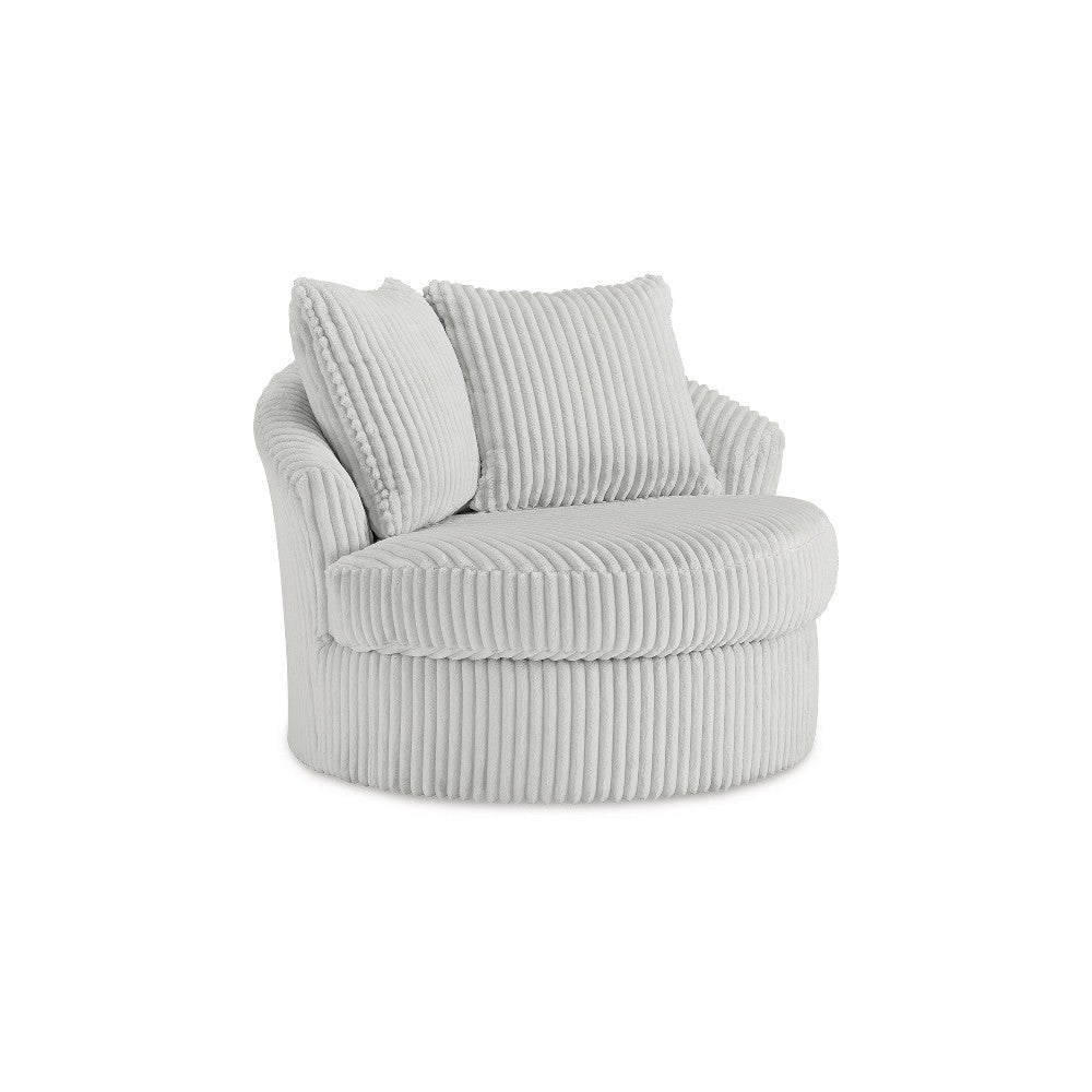 Ashley Amwe Swivel Accent Chair | White Corduroy | 45" | Curved Design