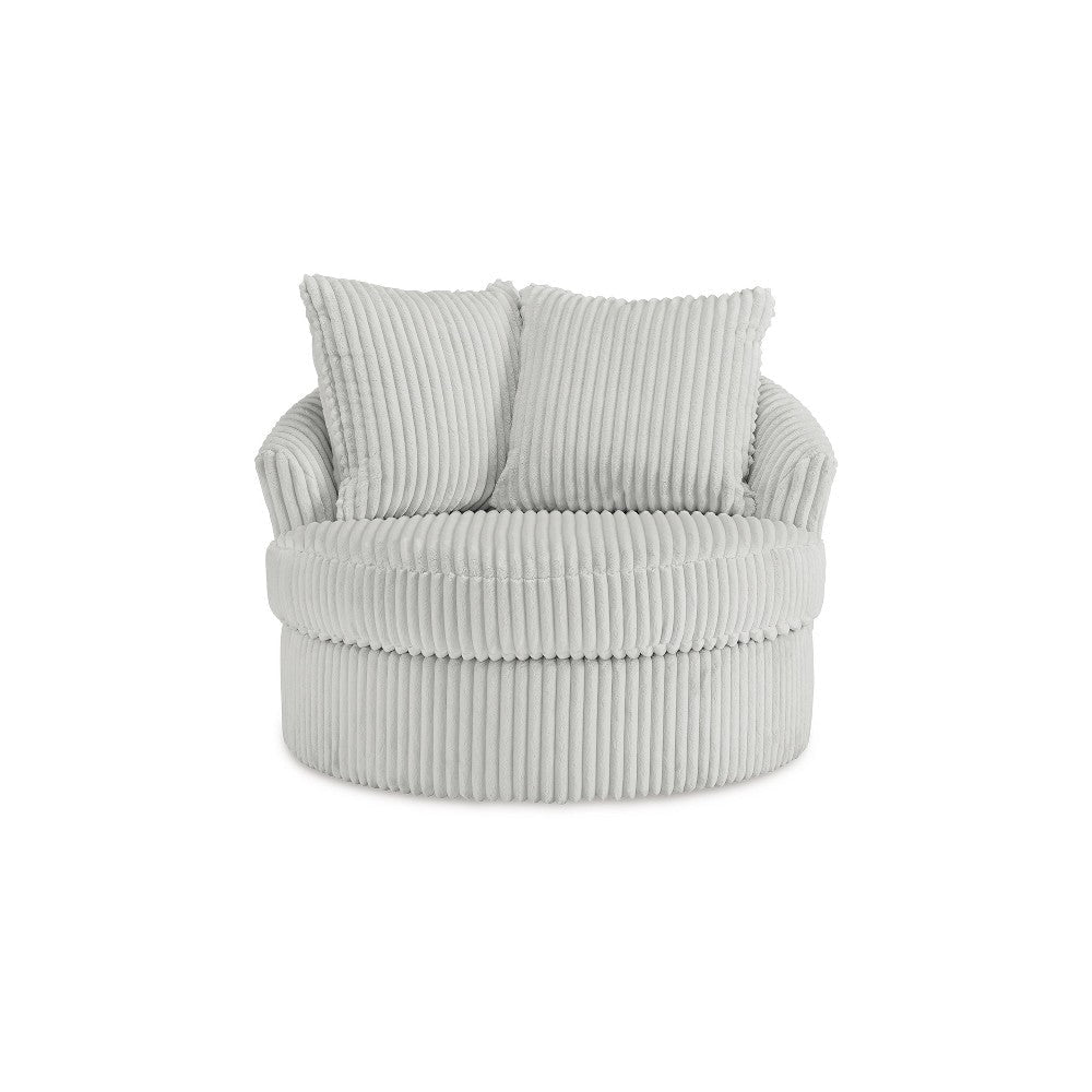 Ashley Amwe Swivel Accent Chair | White Corduroy | 45’’ | Curved Design BM327767