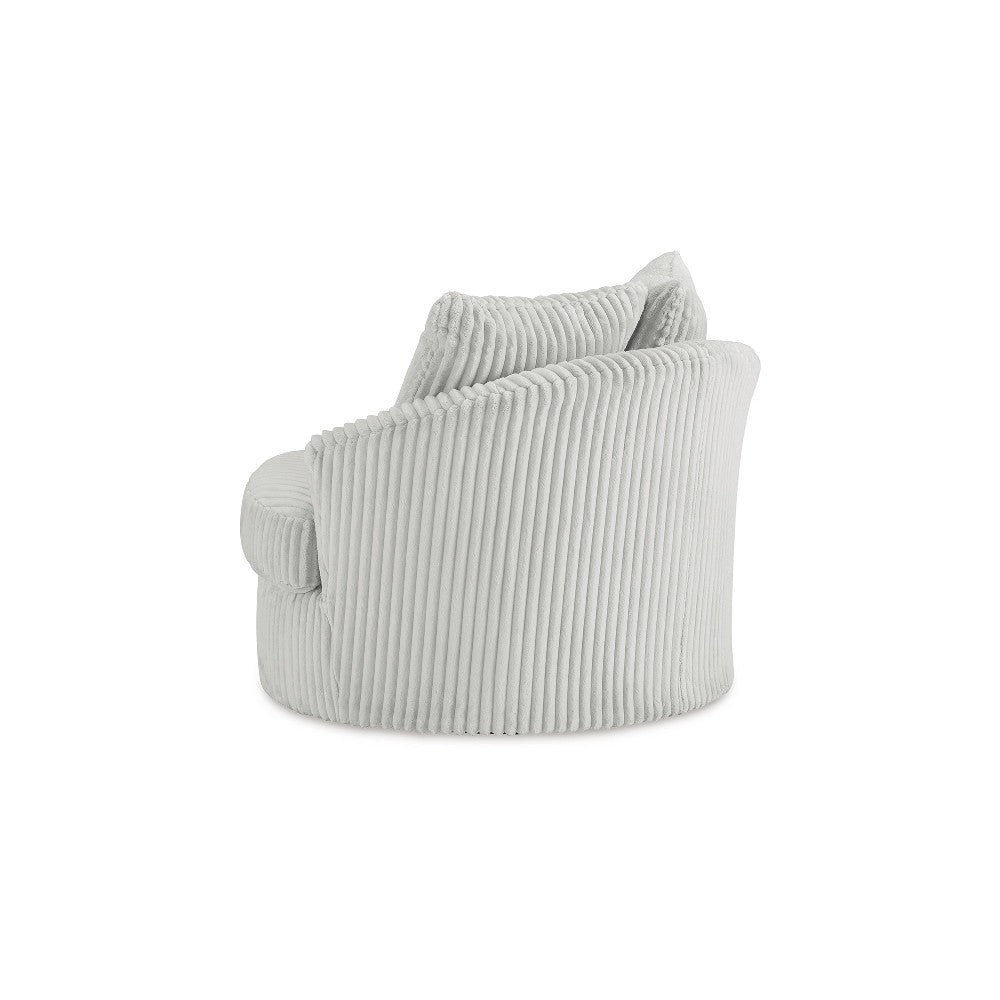 Ashley Amwe Swivel Accent Chair | White Corduroy | 45’’ | Curved Design BM327767