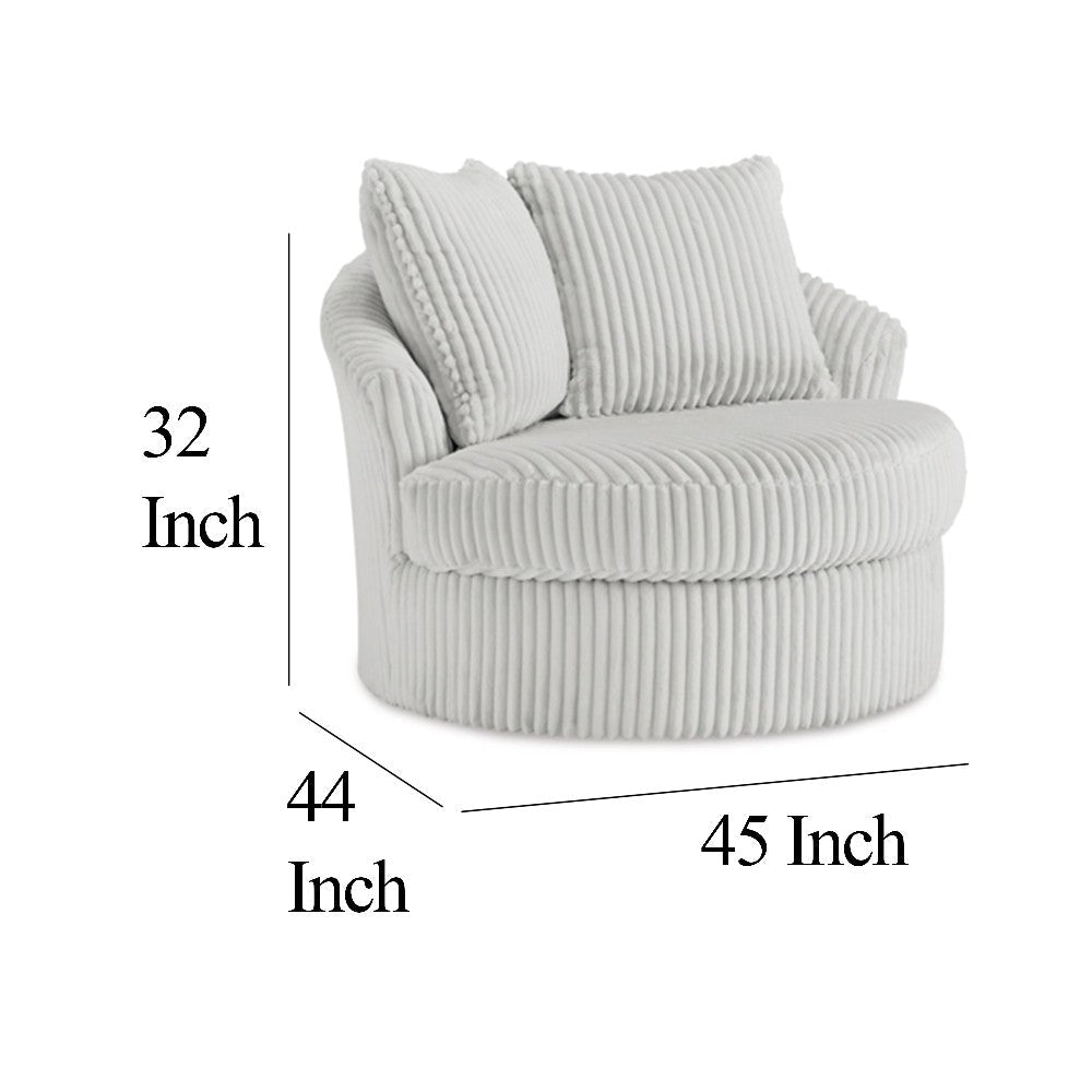 Ashley Amwe Swivel Accent Chair | White Corduroy | 45’’ | Curved Design BM327767