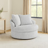 Ashley Amwe Swivel Accent Chair | White Corduroy | 45" | Curved Design