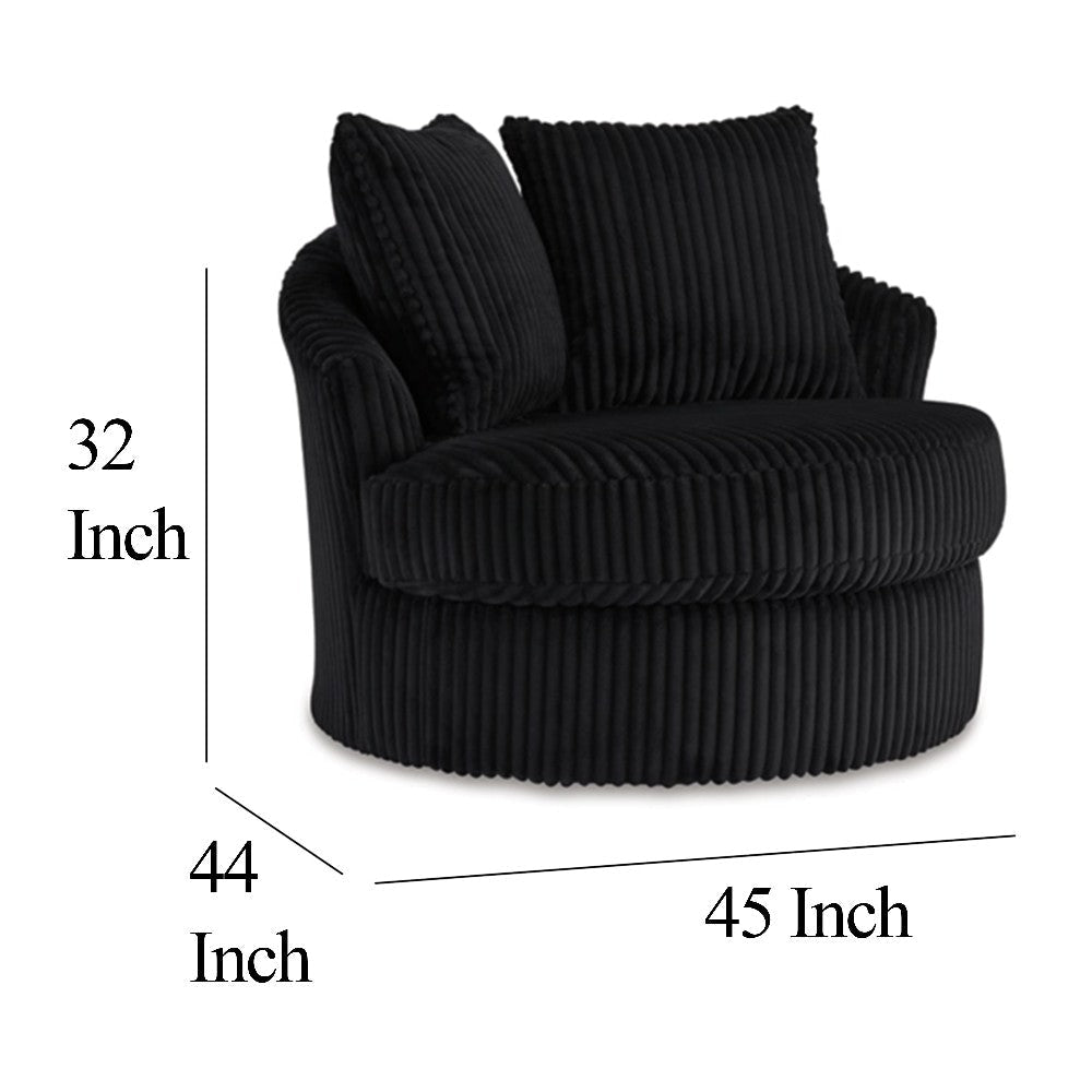 Ashley Amwe Swivel Accent Chair | Black Corduroy | 45’’ | Curved Design BM327768