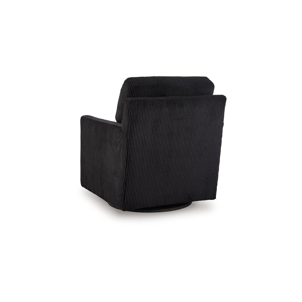 Ashley Lipo Swivel Accent Chair | Black Corduroy | 30’’ | Plush Cushions BM327769