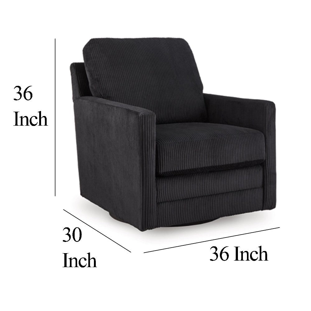 Ashley Lipo Swivel Accent Chair | Black Corduroy | 30’’ | Plush Cushions BM327769