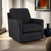 Ashley Lipo Swivel Accent Chair | Black Corduroy | 30" | Plush Cushions