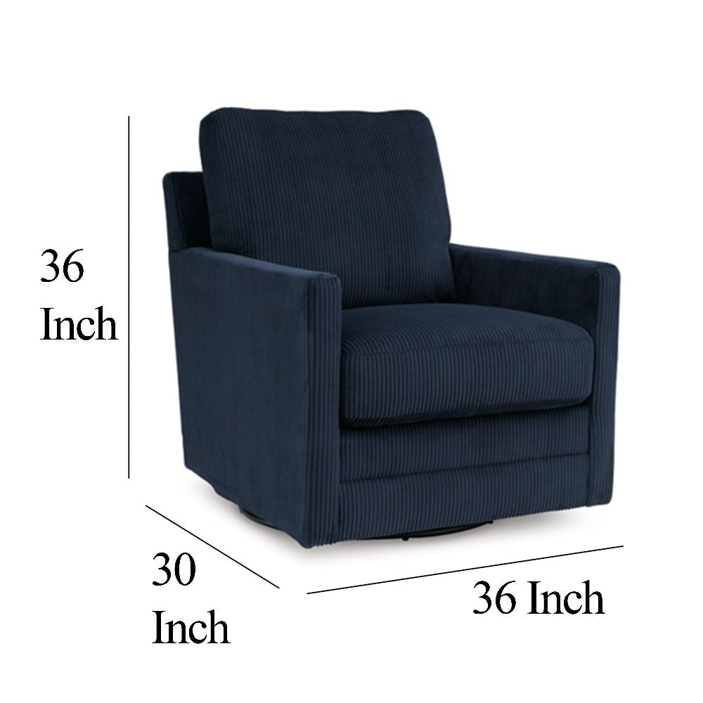 Ashley Lipo Swivel Accent Chair | Blue Corduroy | 30’’ | Plush Cushions BM327770