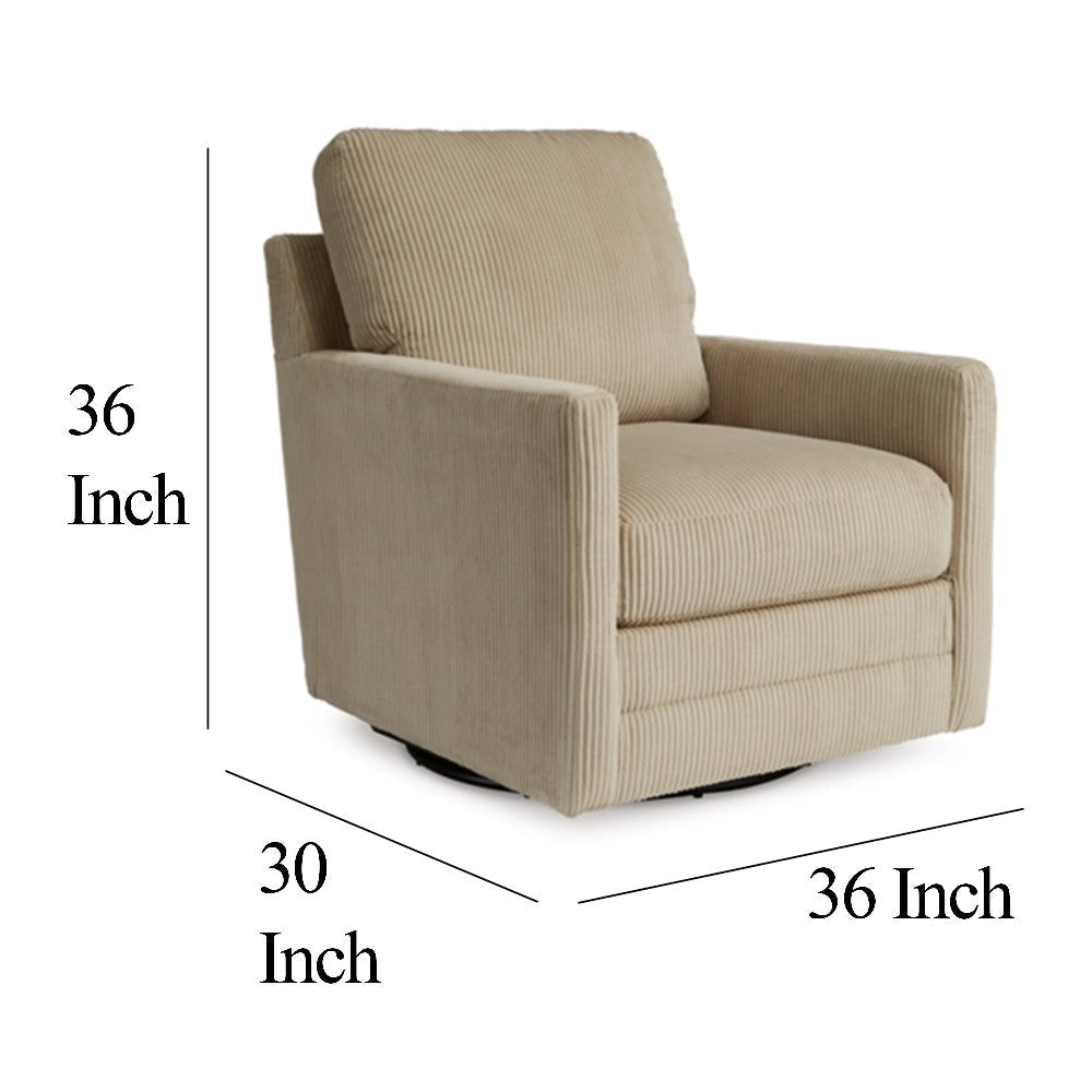 Ashley Lipo Swivel Accent Chair | Beige Corduroy | 30’’ | Plush Cushions BM327771